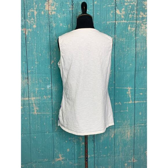 Coldwater Creek white purple sequin stripe sleeveless top size Medium - Picture 2 of 5